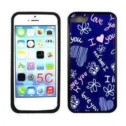 iPhone 5C Gummy Design Case (Purple I LOVE U)